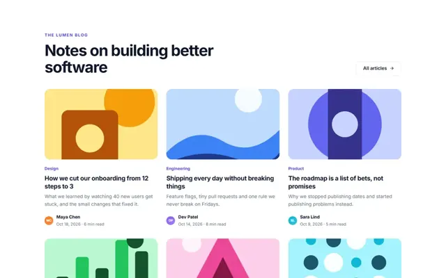 Blog & articles: HTML template preview